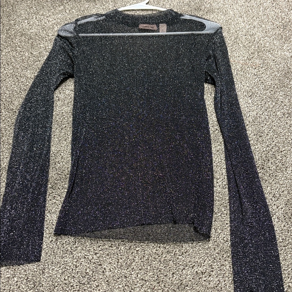 Elegant Black Glitter Women's Top